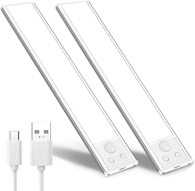 Rvhouse 2 Pack Motion Activated RV Step Lights, USB Rechargeable 72 LED Rv Light Camping Camper Lights Adjustable 3 Color for Motorhome Travel,Travel Trailers, Camper (White - Image 1